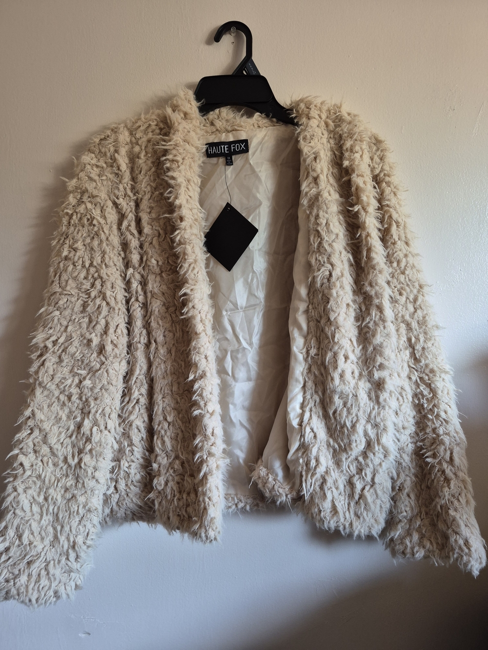 Cream Faux-Fur Women's Sweater Jacket Size 1X
